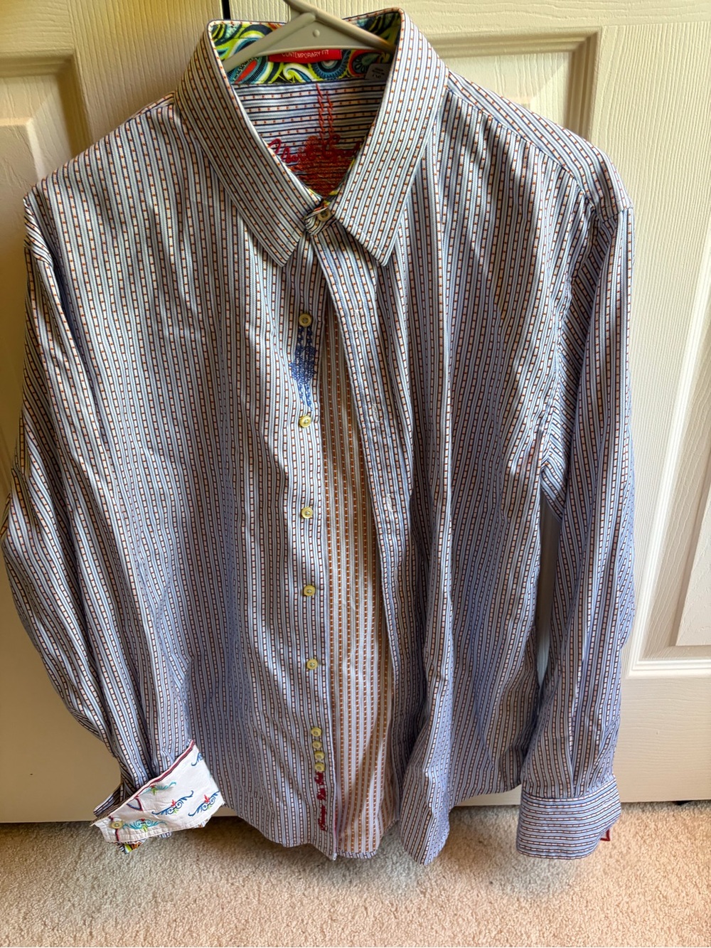Robert Graham Men's Patterned Stripe Button-Down Shirt - Blue/White